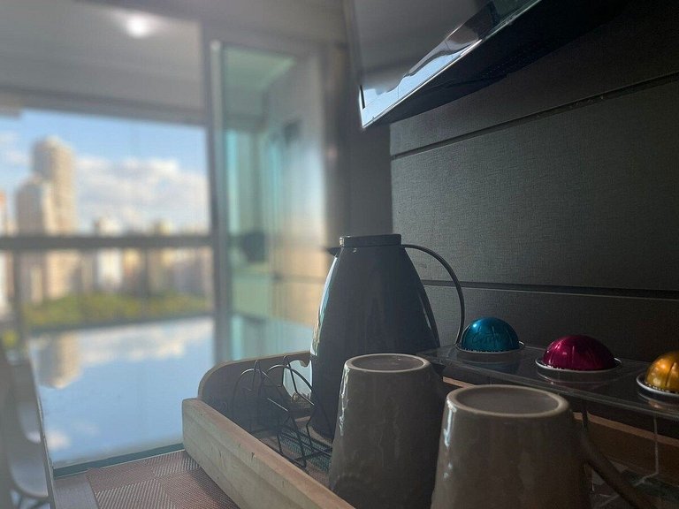 1 Qt.| 2 Hósp. | Jacuzzi na varanda | Linda vista