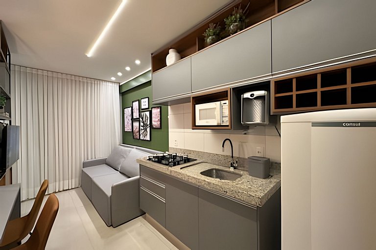 Moderno Flat com Jacuzzi no Pq. Vaca Brava